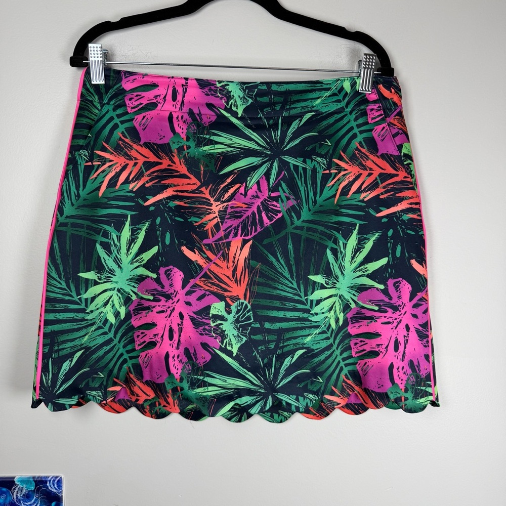 Women’s Lady Hagen Tropical Palm Leaf Print Scallop Hem Golf Tennis Skort Size 8